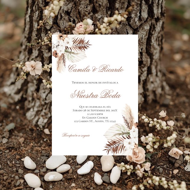 Convite Boho Spanish Wedding Invitation (Criador carregado)