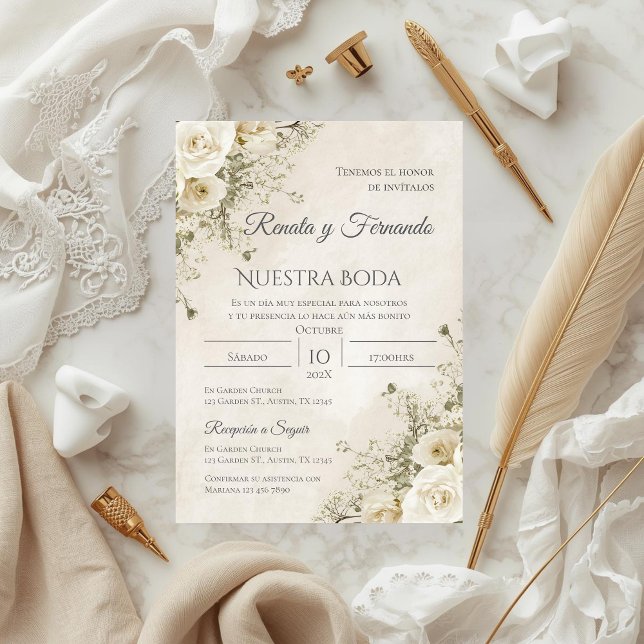 Convite Boho Spanish Wedding Invitation (Criador carregado)