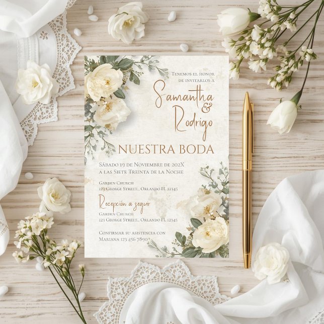 Convite Boho Spanish Wedding Invitation (Criador carregado)