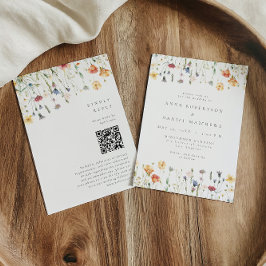 Convite Boho Spring Wildflower QR Code Wedding