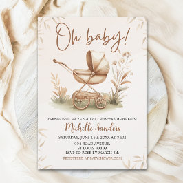 Convite Boho Style Baby stroller neutral baby shower