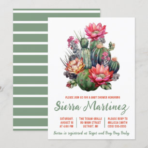 Convite Boho Succulent, Cactus, Western, Chá de fraldas