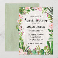 Boho Succulents Doce Dezesseis Votos Florais Rosa