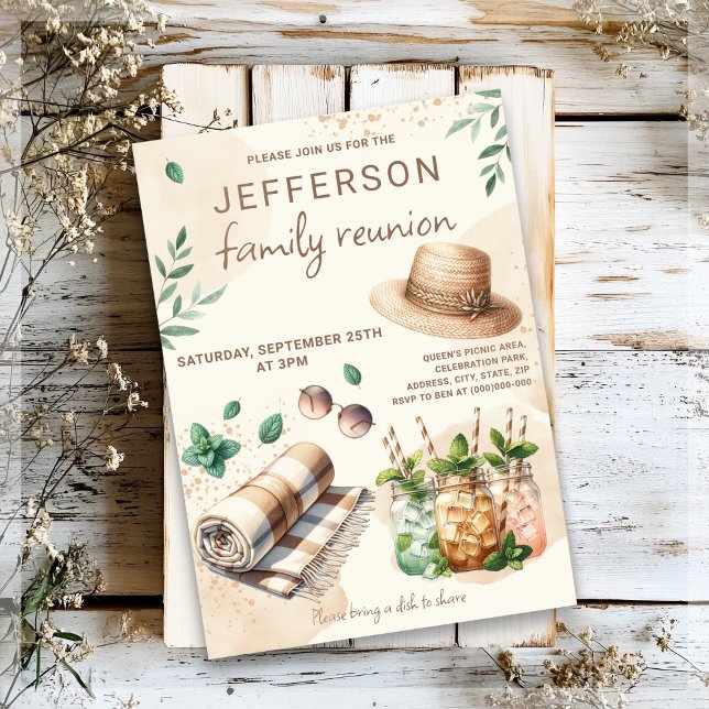 Convite Boho Summer  Family Picnic Party Invitation (Criador carregado)