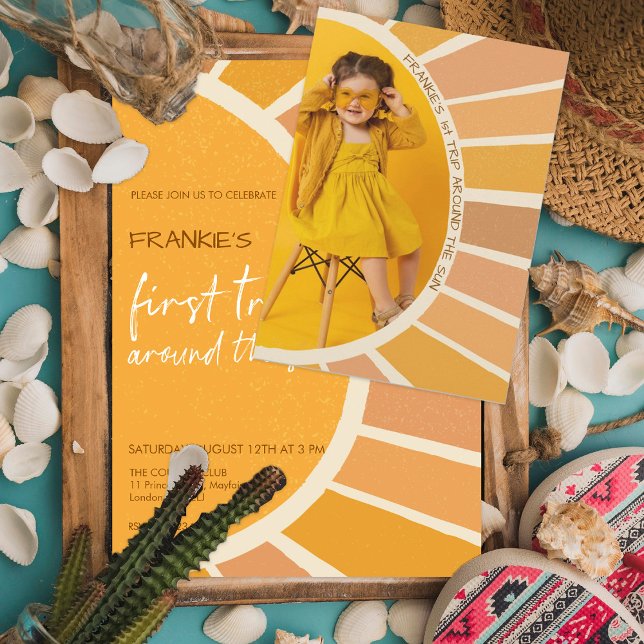 Convite Boho Summer Primeira Viagem Em Torno Do Sun Foto A (Criador carregado)