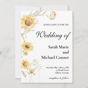 Convite Boho Sunflower Botancial Weditation