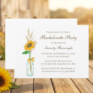 Convite Boho Sunflower Country Yellow Floral Bachelorette