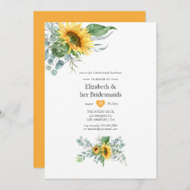 Convite Boho Sunflower Eucalyptus Bridesmaids Luncheids