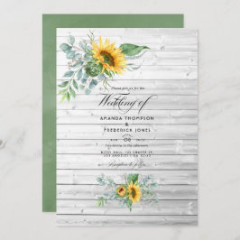 Convite Boho Sunflower Eucalyptus - Casamento Russo
