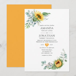 Convite Boho Sunflower Eucalyptus Wedding