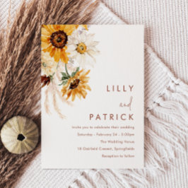 Convite Boho Sunflowers Modern Wedding