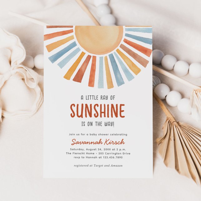 Convite Boho Sunshine Gênero Chá de fraldas neutro (Criador carregado)