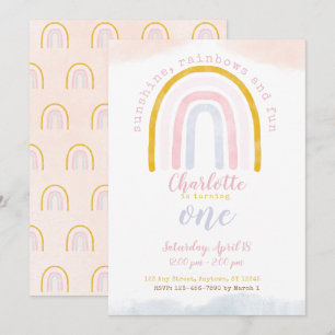 Convite Boho Sunshine, Rainbows e Fun Primeiro Aniversári