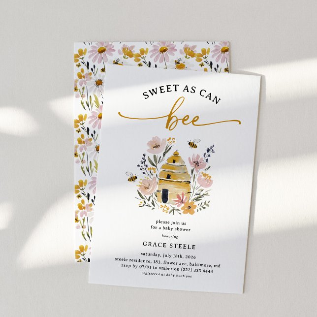Convite Boho Sweet as Can Bee Baby Shower (Criador carregado)