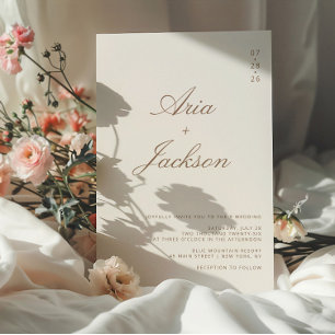Convite Boho Taupe Calliografia Moderna Casamento com Códi