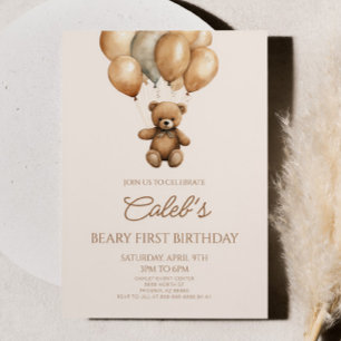 Convite Boho Teddy Bear Bear First Party