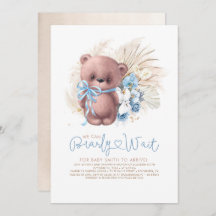 Boho Teddy Bear Blue Barly Wait Boy Chá de fraldas