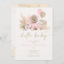 Boho Teddy Bear Girl Rosa BearChá de fraldas de Es