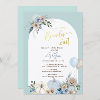 Convite Boho Teddy Bear Pumpkin Boy Chá de fraldas