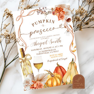 Convite Boho Teracotta Pumpkin e Prosecco Chá de panela