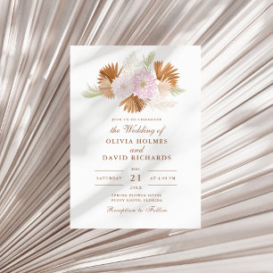 Convite Boho Terracota Grama das Pampas e Flores Casamento