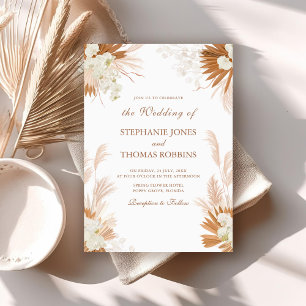 Convite Boho Terracota Grama das Pampas Orquídea Casamento