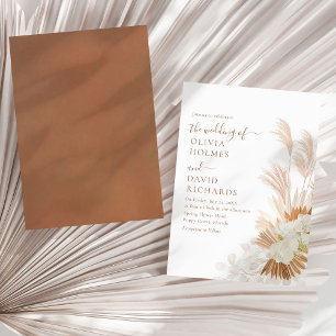 Convite Boho Terracota Grama-das-Pampas Orquídea Casamento