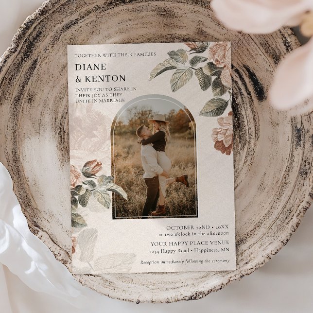 Convite Boho Terracota Rosa Sage Folhagem Casamento | (Criador carregado)