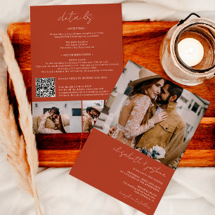 Convite Boho terracotta 4 foto Qr all em 1 casamento