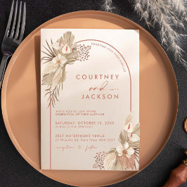 Convite Boho Terracotta Arch Pampas Grass Casamento Invita