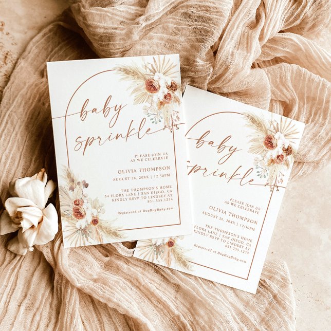 Convite Boho Terracotta Baby Sprinkle Chá (Criador carregado)