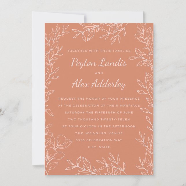 Convite Boho Terracotta Blush Wedding (Frente)