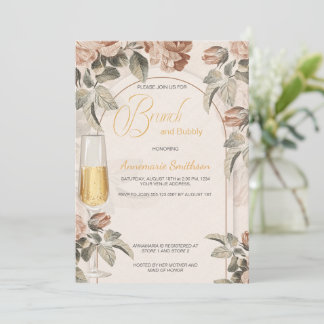 Convite Boho Terracotta Brunch Bubbly Chá de Noiva |