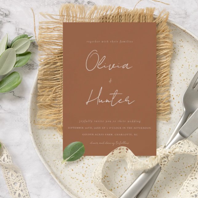 Convite Boho Terracotta Casamento da Calliografia Elegante (Criador carregado)