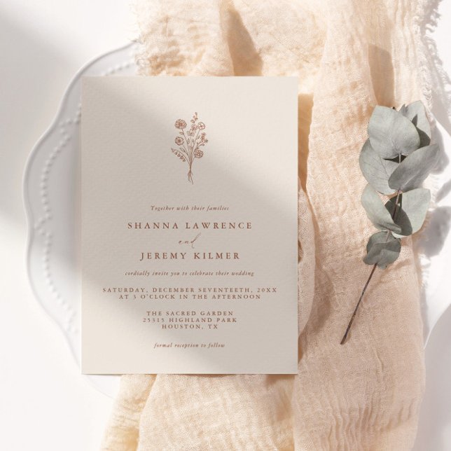 Convite Boho Terracotta Casamento Mínimo Elegante | (Available for print and instant digital download!)