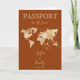 Convite Boho Terracotta Casamento Passaporte Duas Meninas 