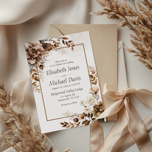 Convite Boho Terracotta Flora Casamento Rustico Elegante (Set the tone for your rustic bohemian wedding with this enchanting invitation.)