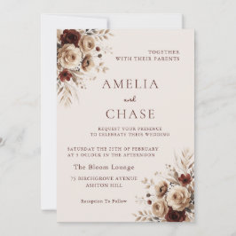 Convite Boho Terracotta Floral All Seasons Casamento