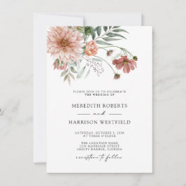 Convite Boho Terracotta Floral Casamento de Outono