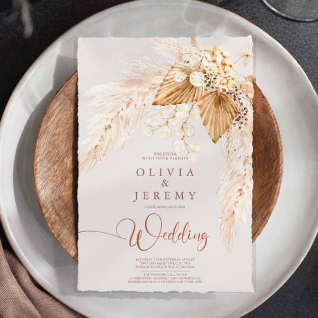 Convite Boho Terracotta Flores Secas e Grass Pampas (Criador carregado)