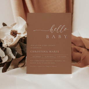 Convite Boho Terracotta Gênero Chá de fraldas neutro