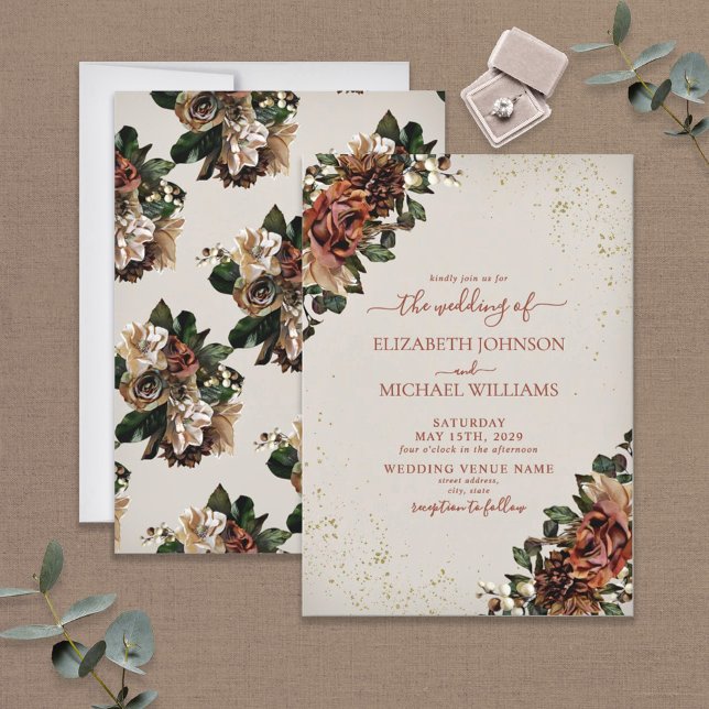 Convite Boho Terracotta Greenery Casamento Floral (Criador carregado)