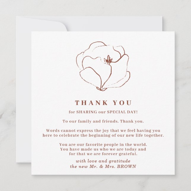 Convite Boho Terracotta Indie Rustic Simple obrigado você (Frente)