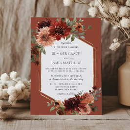 Convite Boho Terracotta Orange Rust Casamento Geométrico