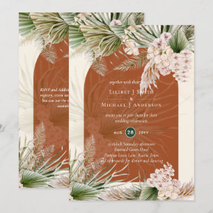 Convite BoHO Terracotta Peach Pampas Grass Casamento