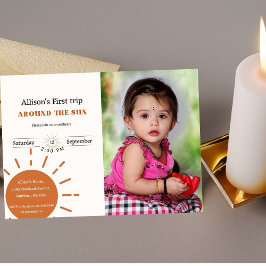 Convite Boho terracotta, primeira viagem ao redor do sol