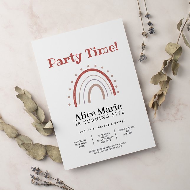 Convite Boho Terracotta Rainbow Birthday (Criador carregado)