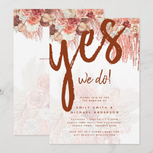 Convite Boho Terracotta Rosa Pampas Grass Casamento Floral