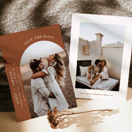 Convite Boho Terracotta Salve as Datas | Minimalista moder