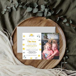 Convite Boho terracotta Twins no primeiro aniversário